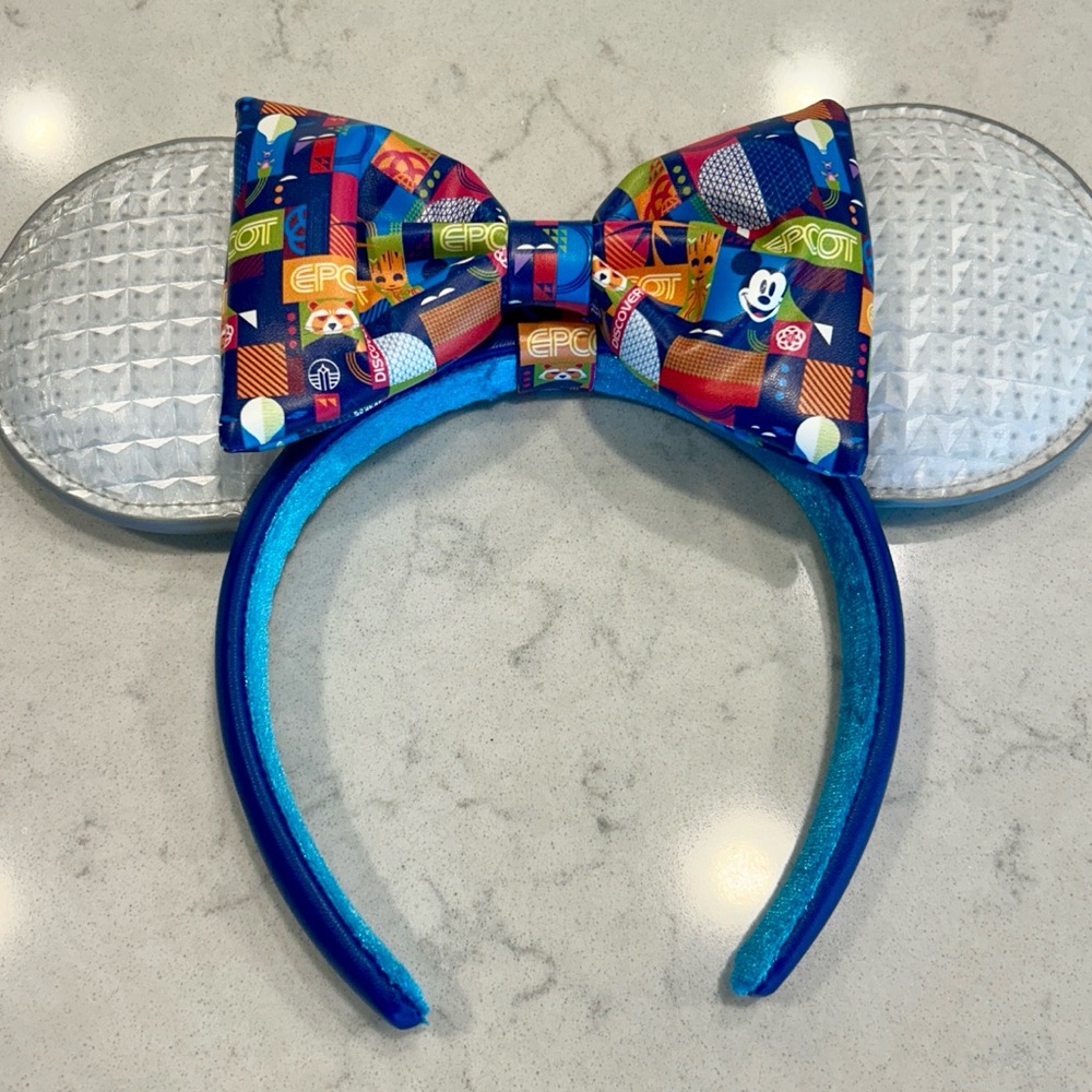 Epcot Blue Patch Sequin with Light-Up Minnie Ears Headband